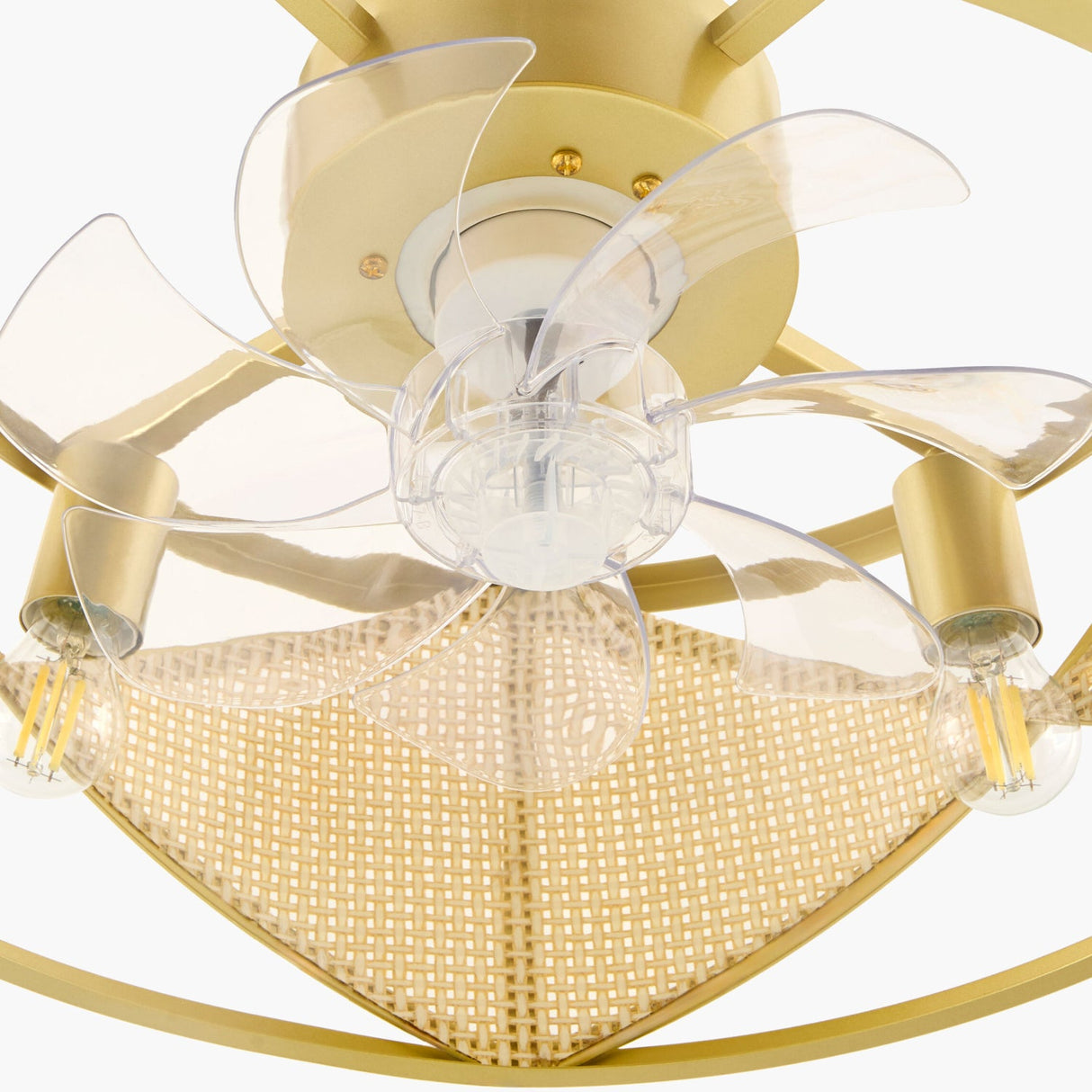 Modern European furniture - Gold Framed Rattan Chandelier - www.oroa.com
