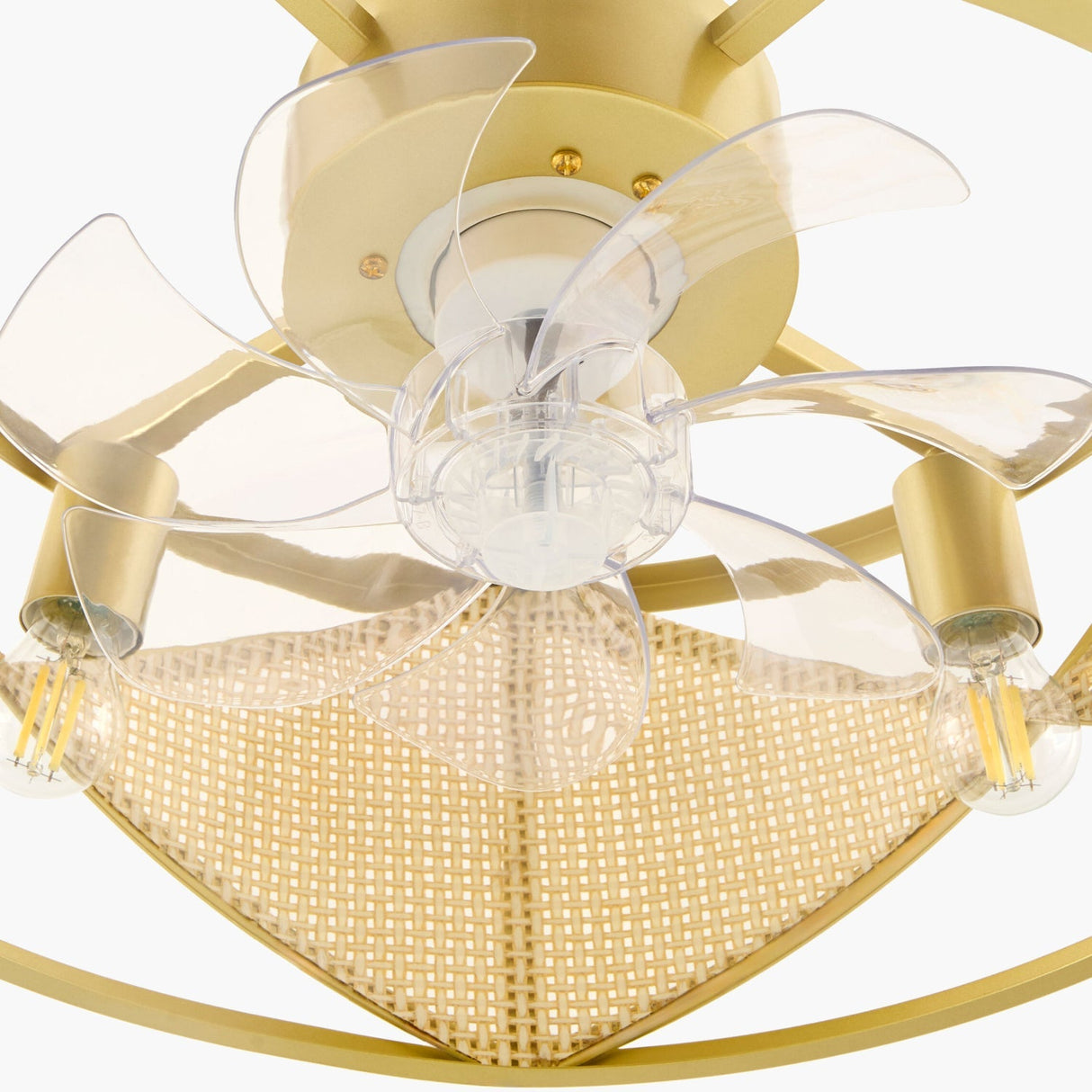 Modern European furniture - Gold Framed Rattan Chandelier - www.oroa.com