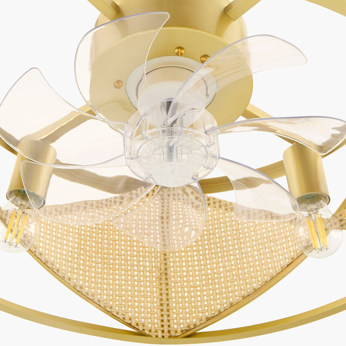 Modern European furniture - Gold Framed Rattan Chandelier - www.oroa.com | Oroa.com