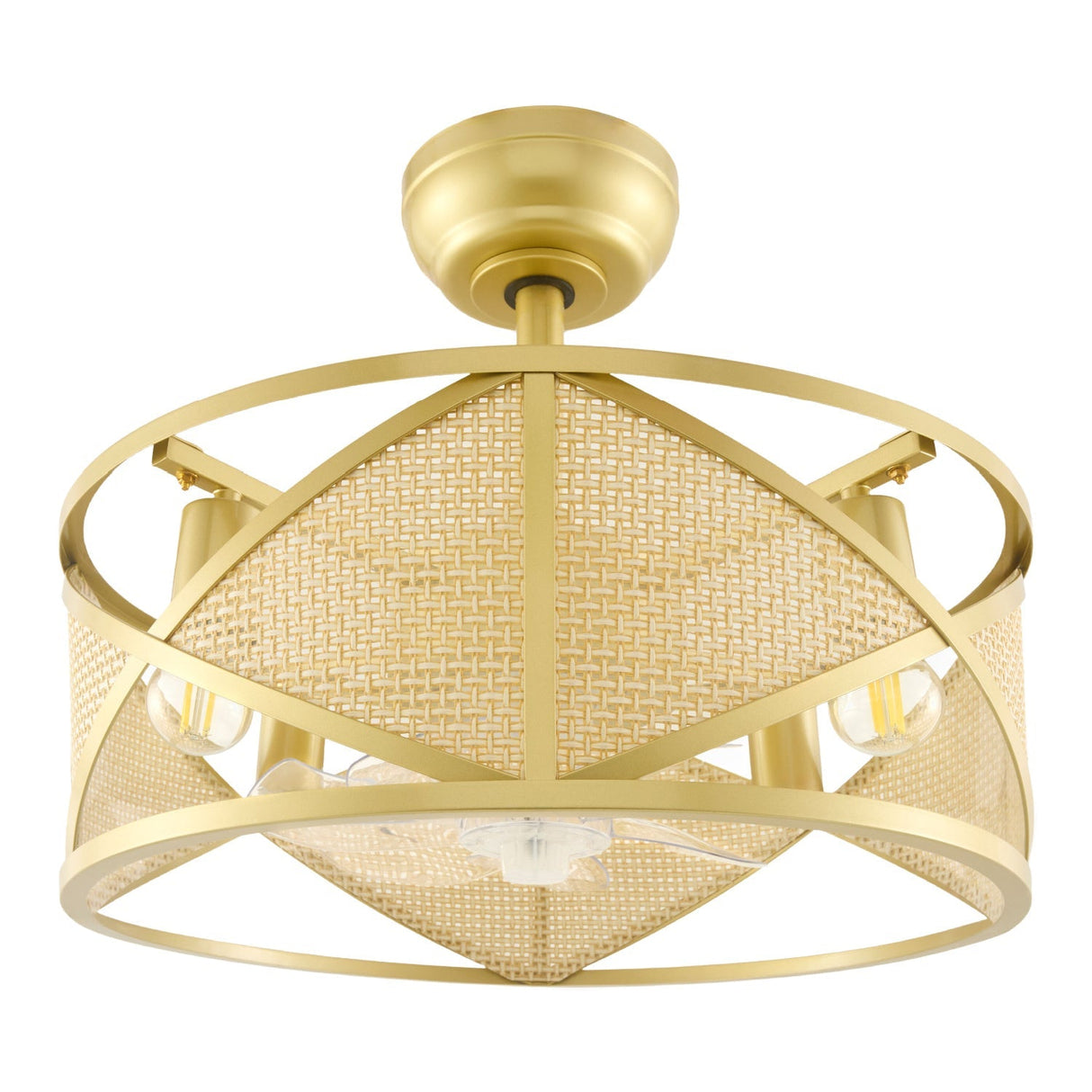 Modern European furniture - Gold Framed Rattan Chandelier - www.oroa.com