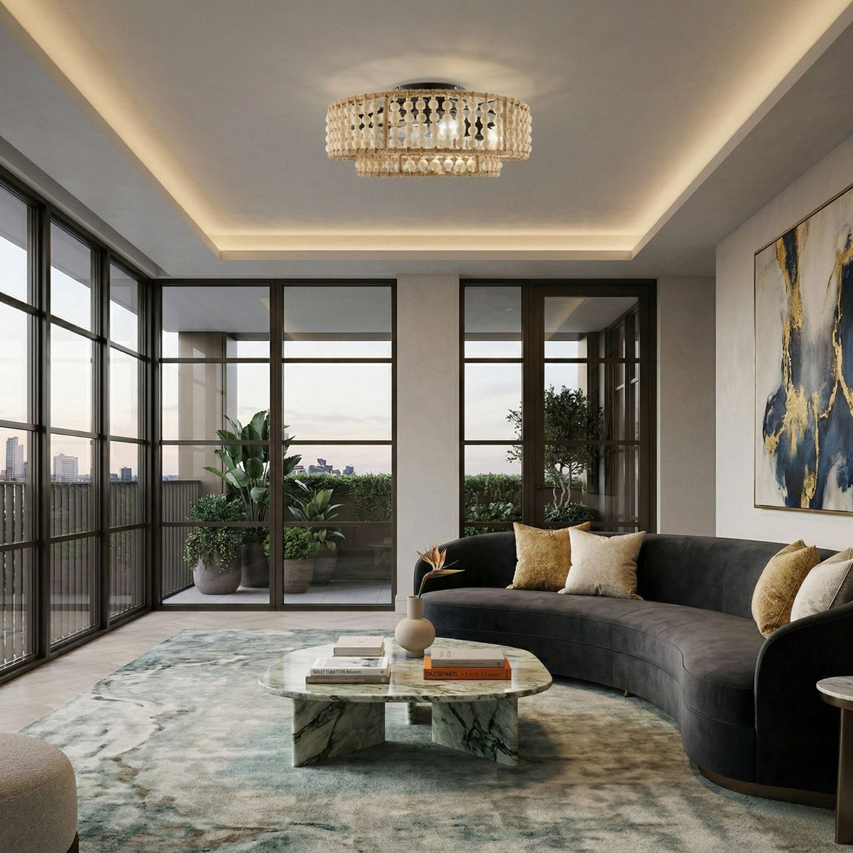 Modern European furniture - Wooden Beads 2-Tier Chandelier - www.oroa.com