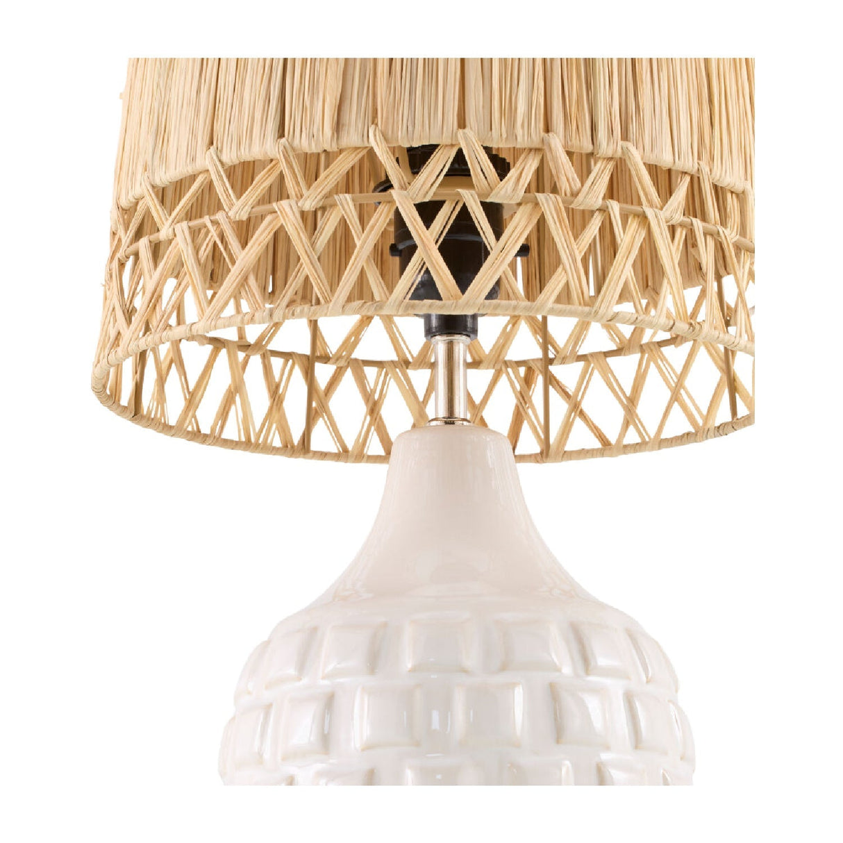Modern European furniture - Woven Seagrass Ceramic Table Lamp (Set of 2) - www.oroa.com