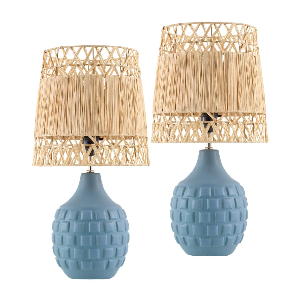Modern European furniture - Woven Seagrass Ceramic Table Lamp (Set of 2) - www.oroa.com
