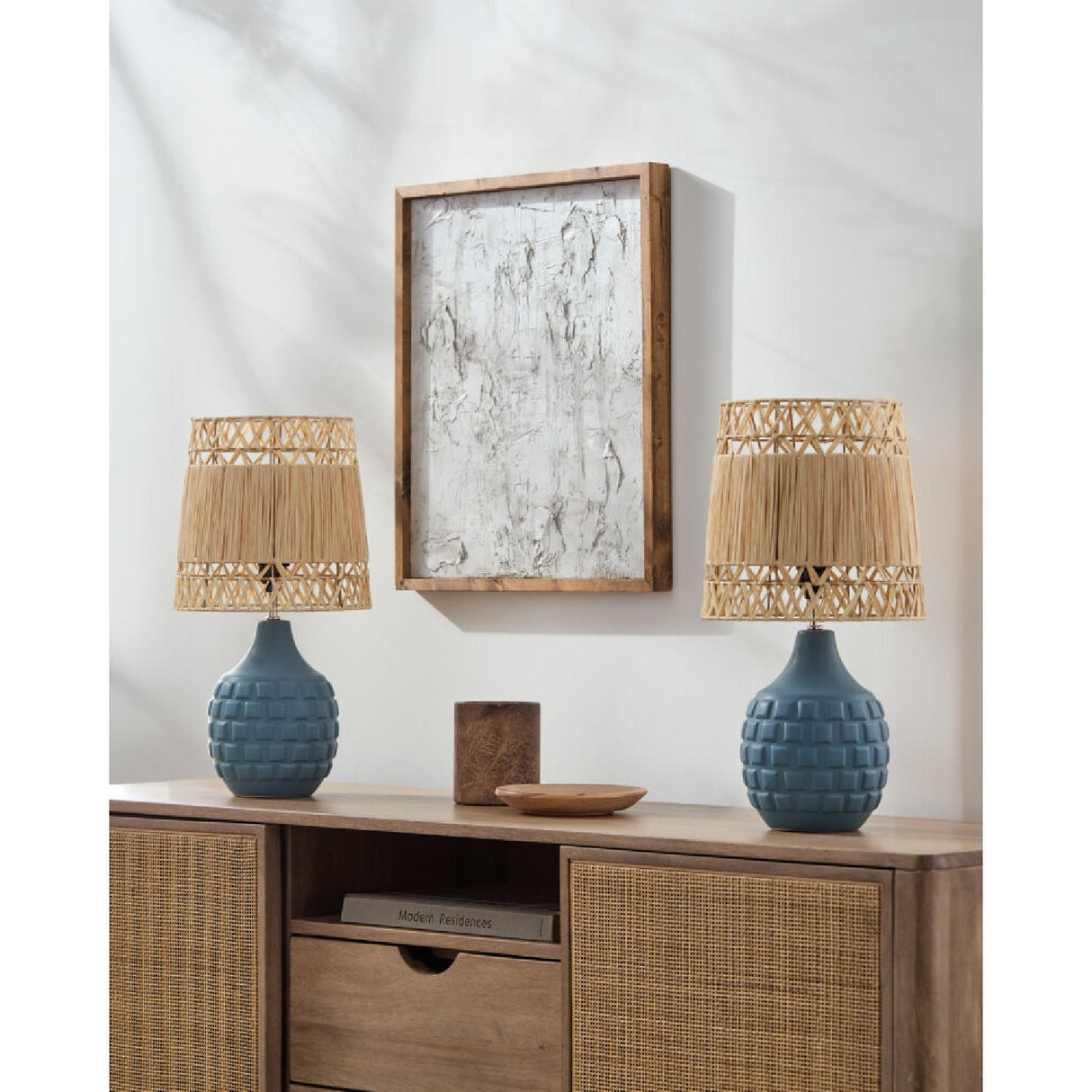 Modern European furniture - Woven Seagrass Ceramic Table Lamp (Set of 2) - www.oroa.com