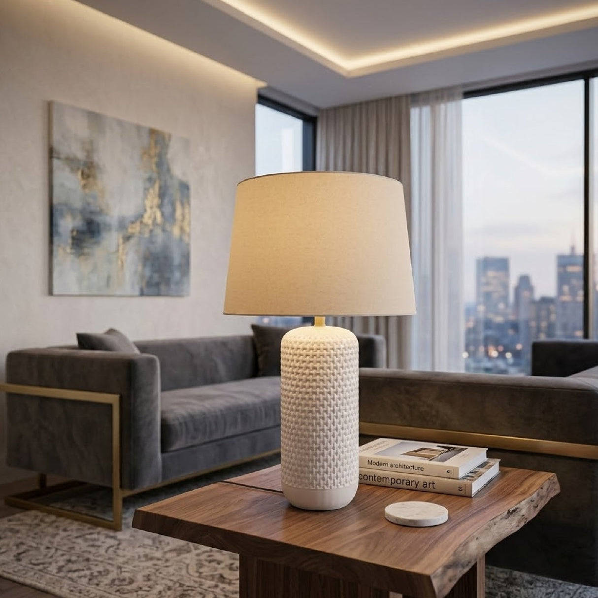 Modern European furniture - Cream Painted Ceramic Table Lamp - www.oroa.com