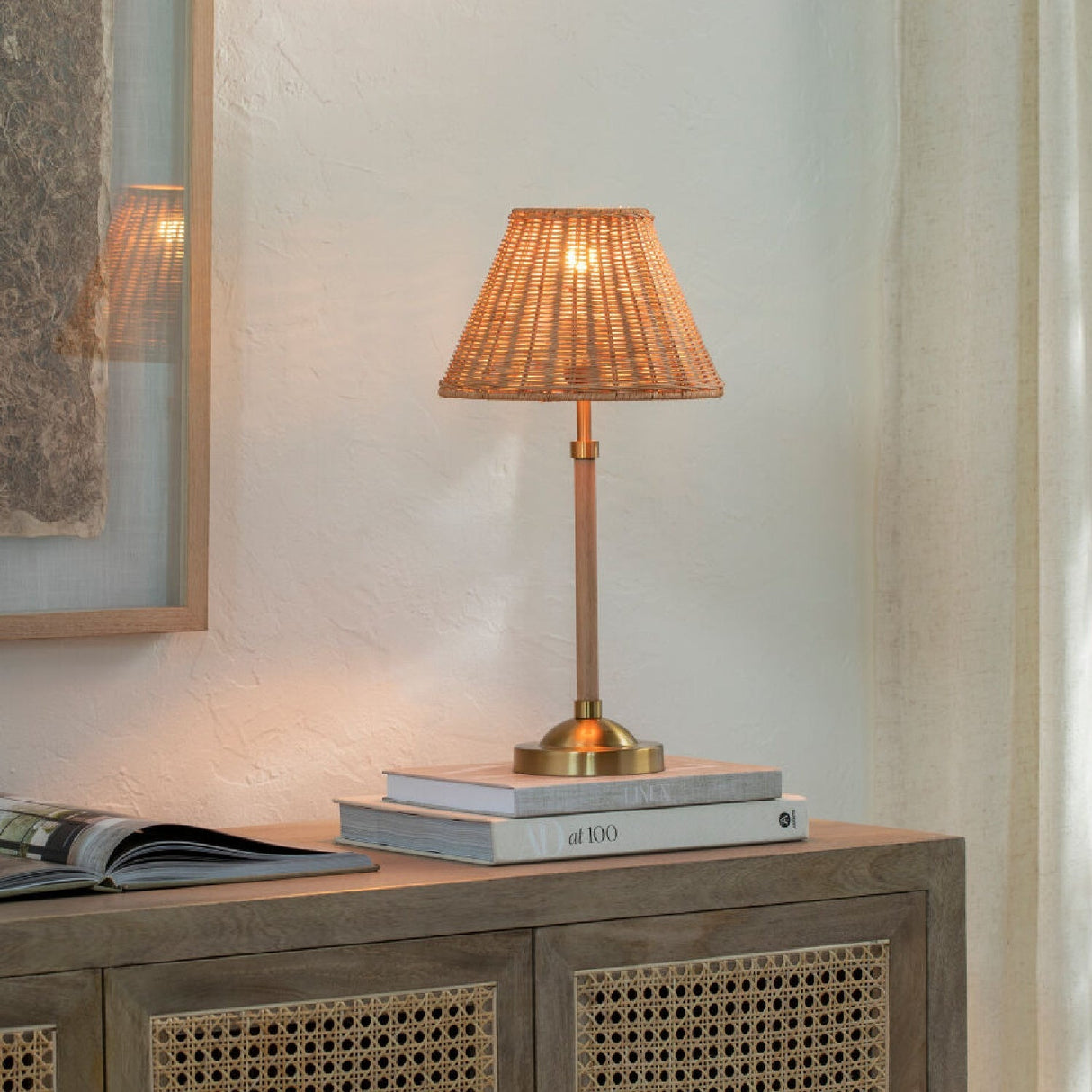 Modern European furniture - Tan Rattan Accent Table Lamp - www.oroa.com
