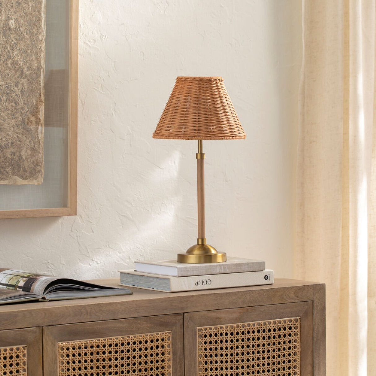 Modern European furniture - Tan Rattan Accent Table Lamp - www.oroa.com