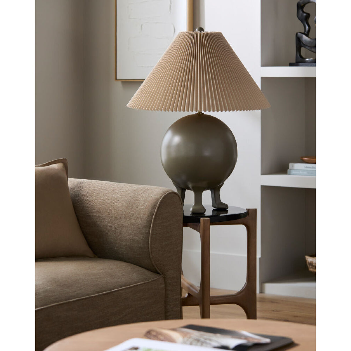 Modern European furniture - Pleated Linen Cement Table Lamp - www.oroa.com