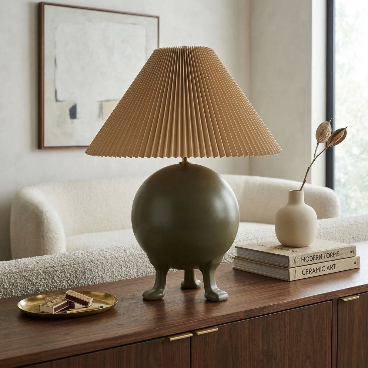 Modern European furniture - Pleated Linen Cement Table Lamp - www.oroa.com