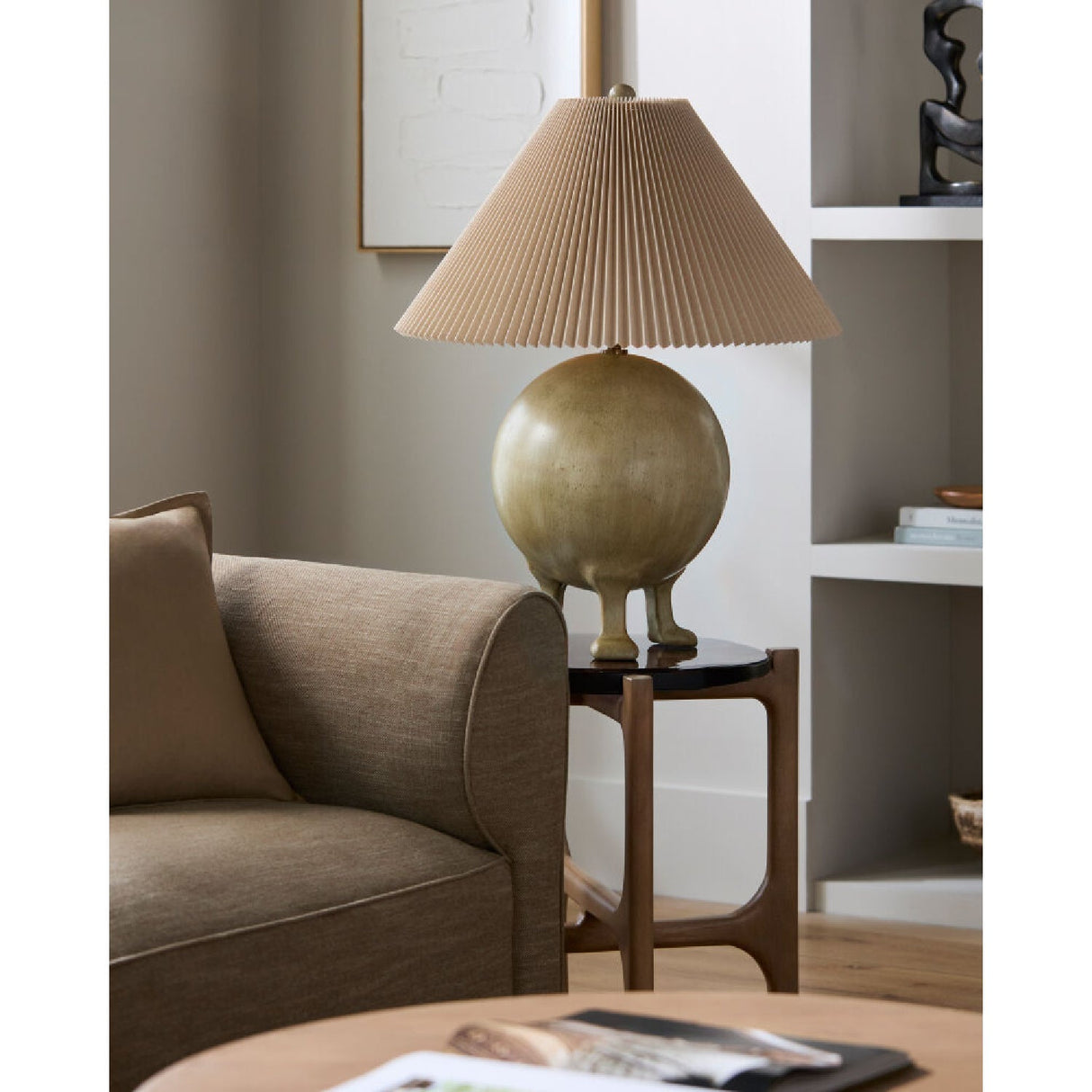 Modern European furniture - Pleated Linen Cement Table Lamp - www.oroa.com