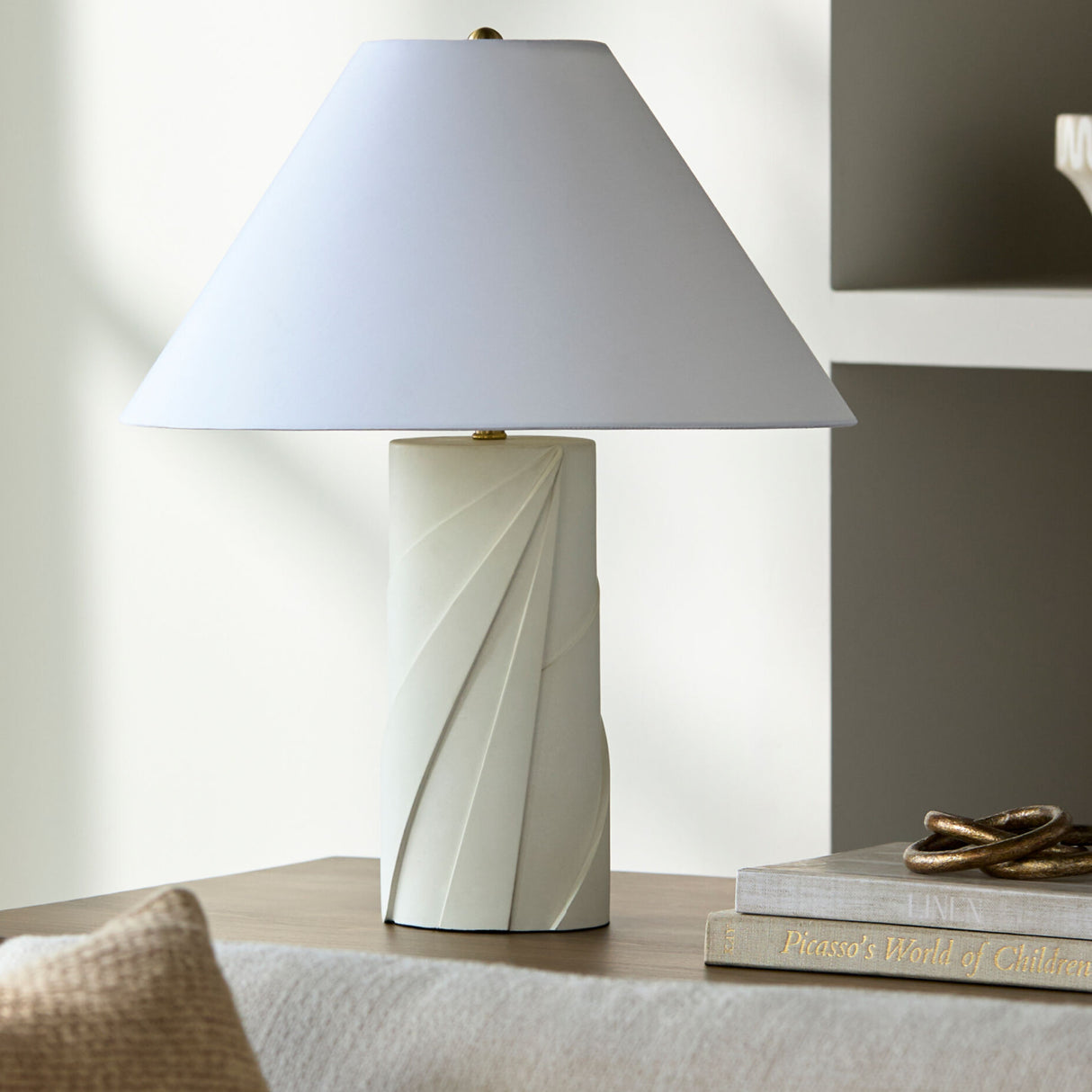 Modern European furniture - White Concrete Cotton Table Lamp - www.oroa.com