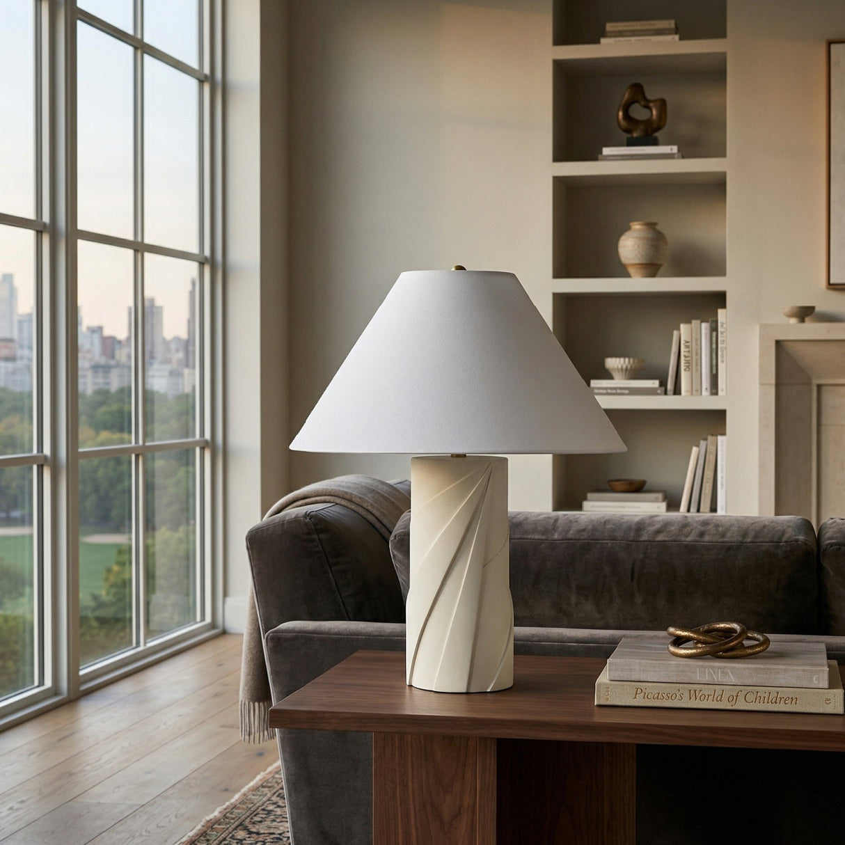 Modern European furniture - White Concrete Cotton Table Lamp - www.oroa.com