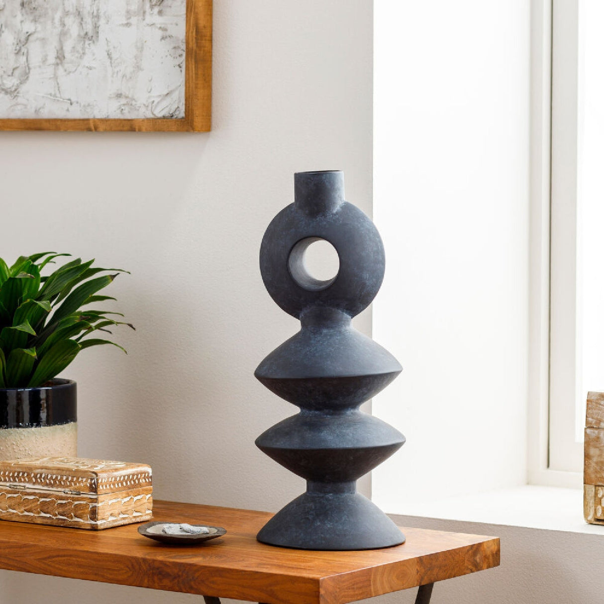Modern European furniture - Matte Ceramic Geometrical Vase - www.oroa.com