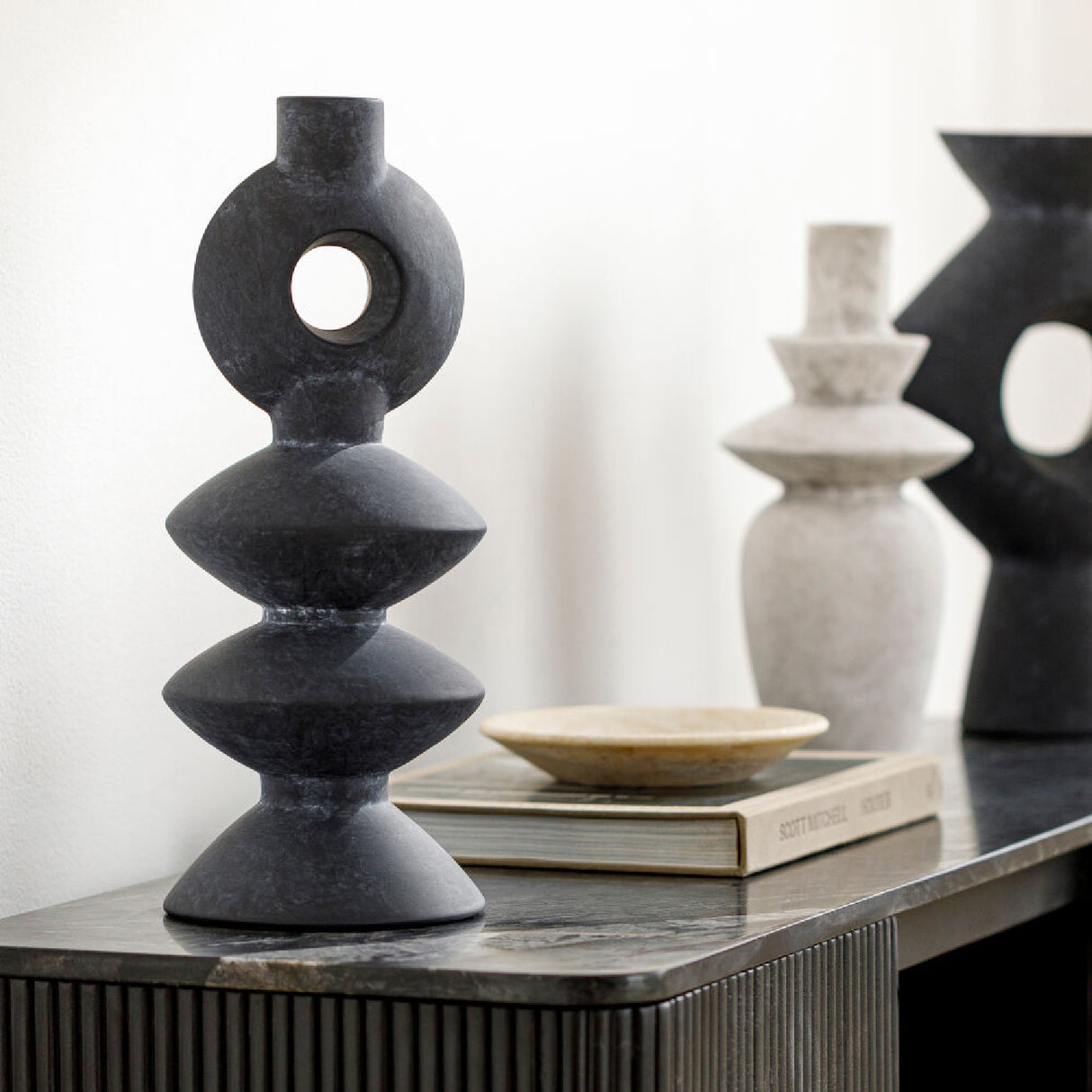 Modern European furniture - Matte Ceramic Geometrical Vase - www.oroa.com