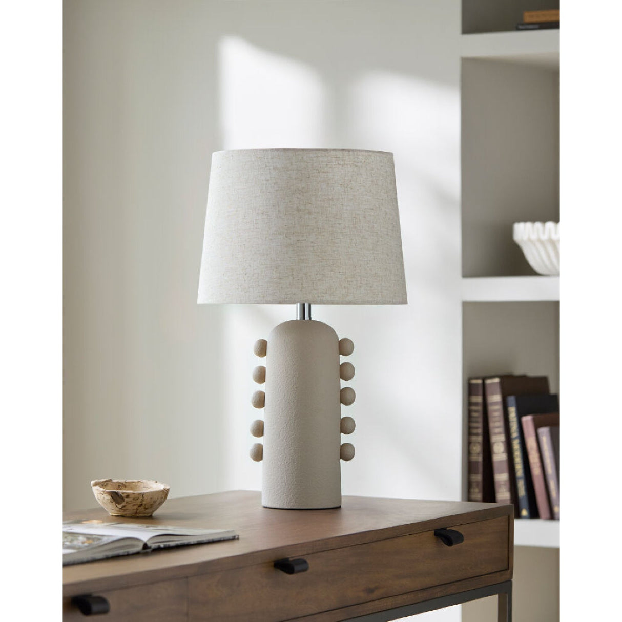 Modern European furniture - Linen Glazed Ceramic Table Lamp - www.oroa.com
