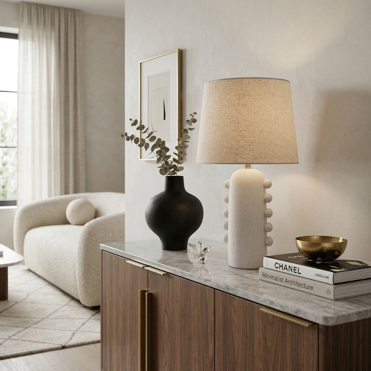 Modern European furniture - Linen Glazed Ceramic Table Lamp - www.oroa.com