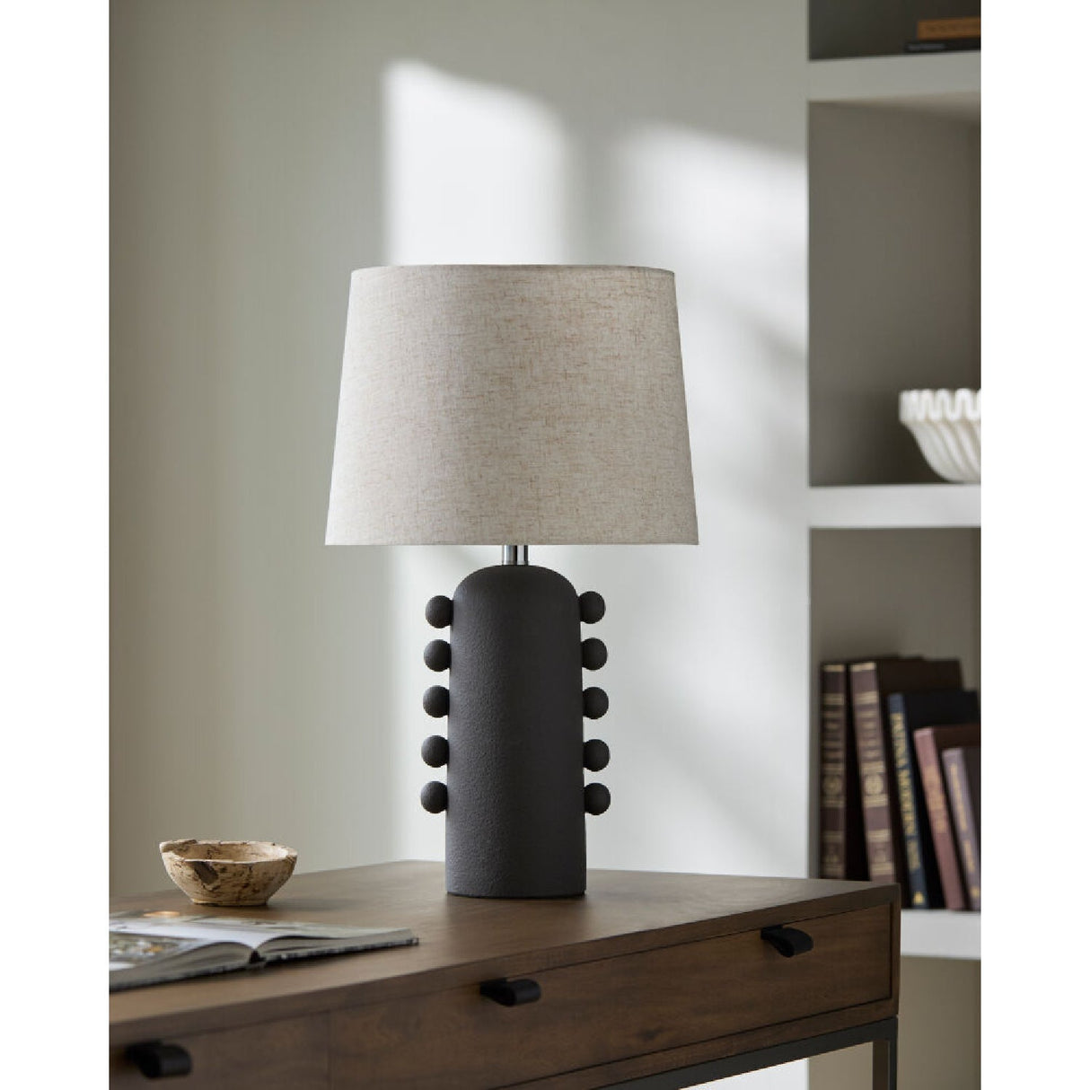Modern European furniture - Linen Glazed Ceramic Table Lamp - www.oroa.com