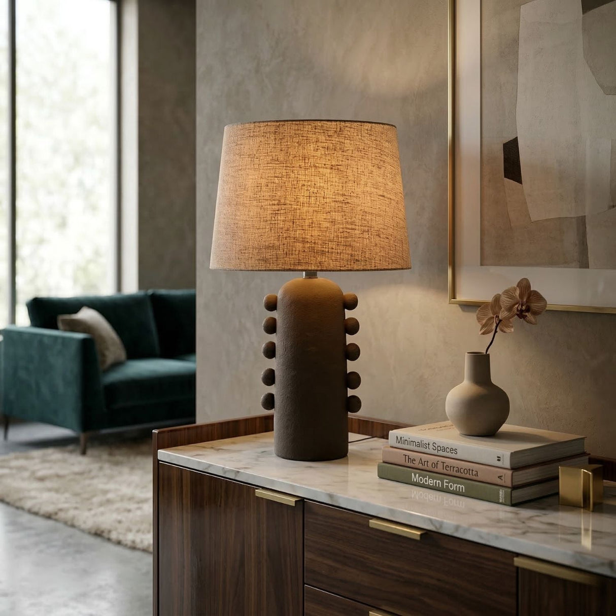 Modern European furniture - Linen Glazed Ceramic Table Lamp - www.oroa.com