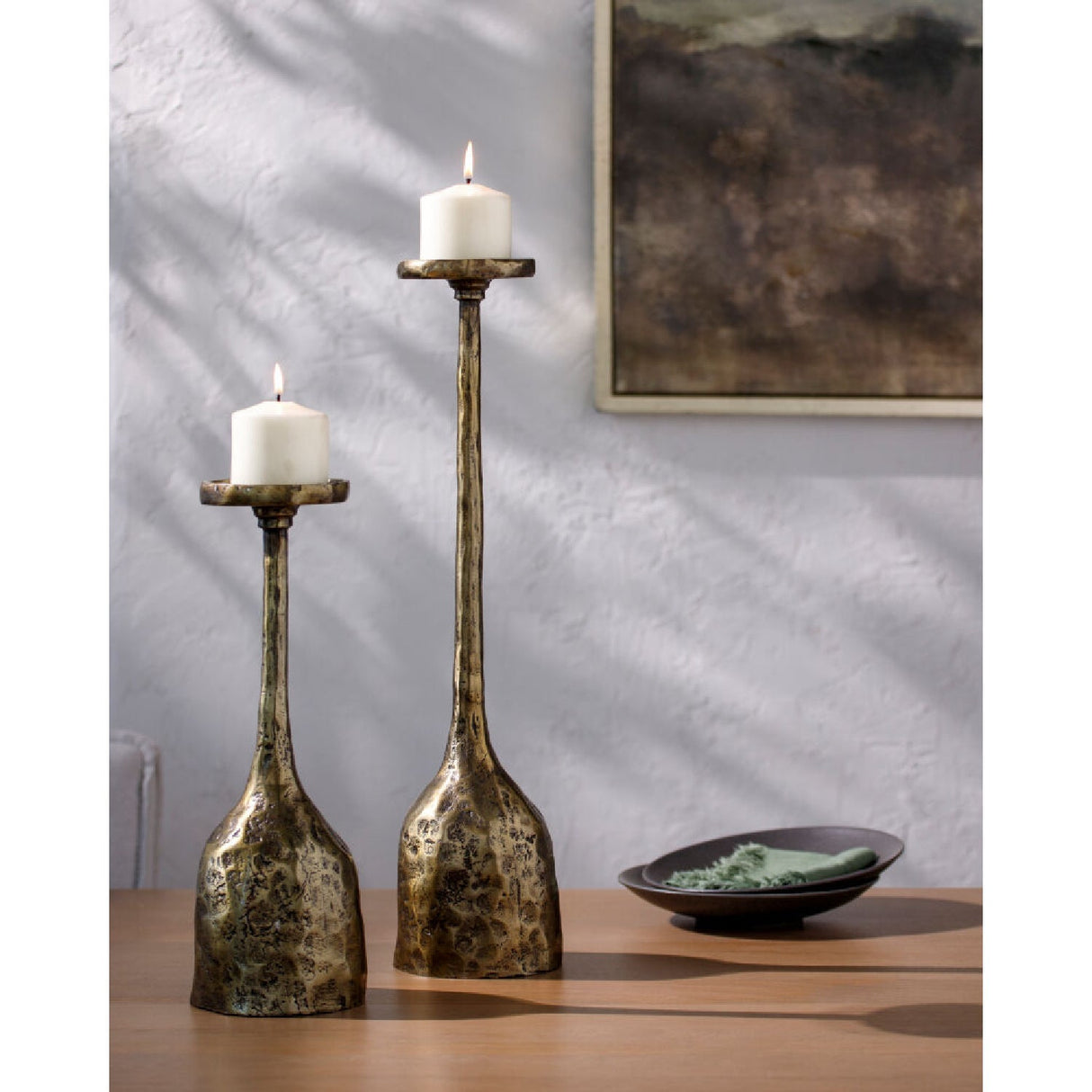 Modern European furniture -Antiqued Iron Candleholder L - www.oroa.com
