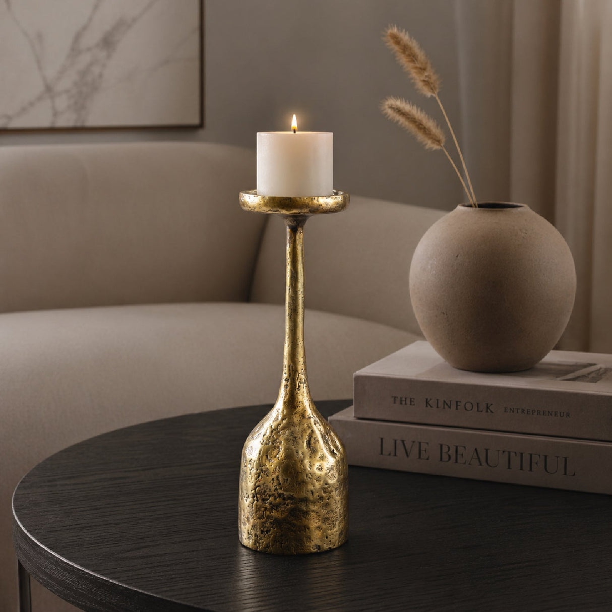 Modern European furniture - Antiqued Iron Candleholder S - www.oroa.com