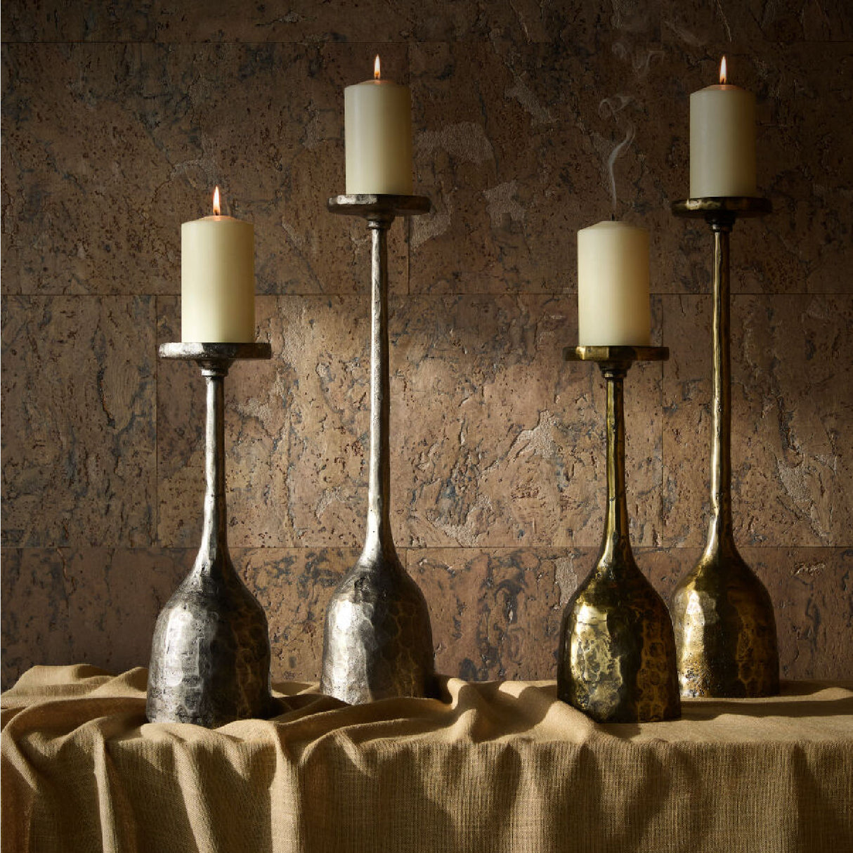 Modern European furniture -Antiqued Iron Candleholder L - www.oroa.com
