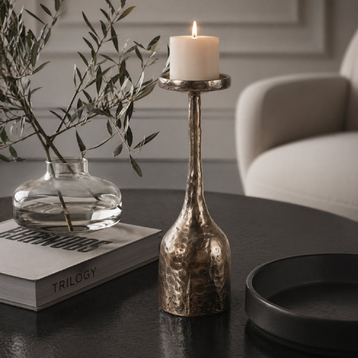 Modern European furniture - Antiqued Iron Candleholder S - www.oroa.com