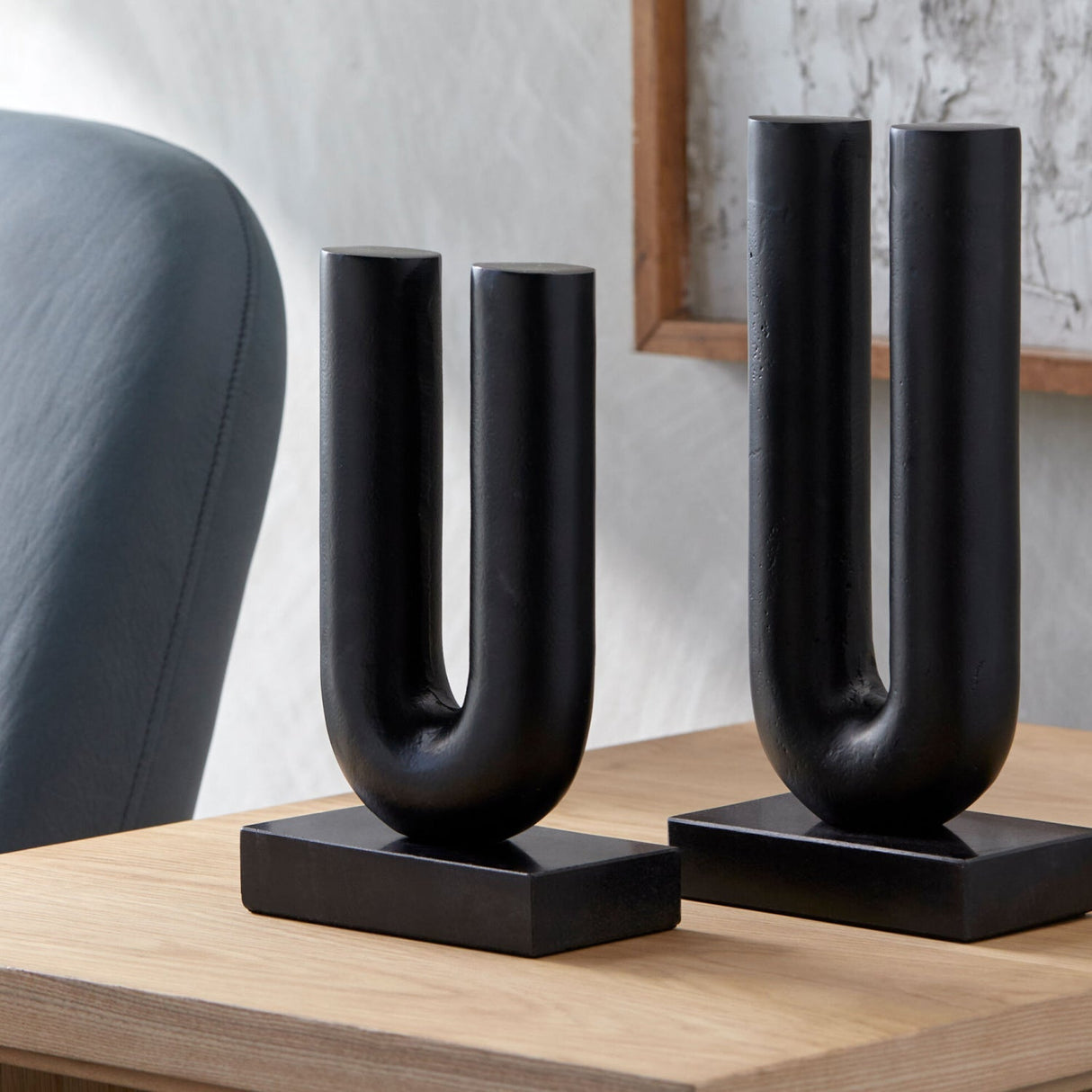 Modern European furniture - Black U-Shaped Sculpture Set (2) - www.oroa.com