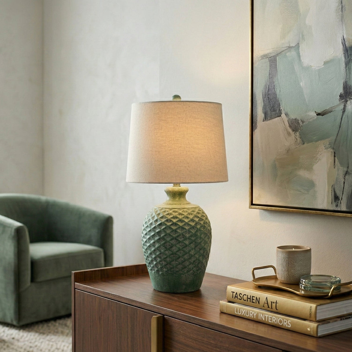 Modern European furniture - Green Cement Accent Table Lamp S - www.oroa.com