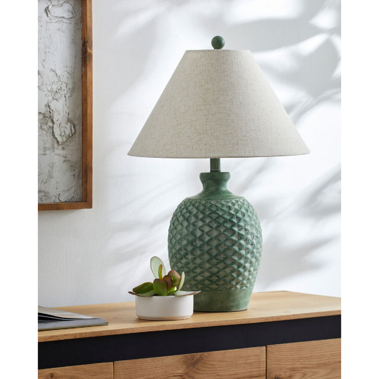 Green Cement Accent Table Lamp L | Oroa.com