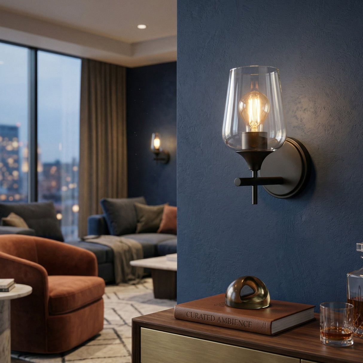 Modern European furniture - Black Framed Glass Wall Lamp - www.oroa.com