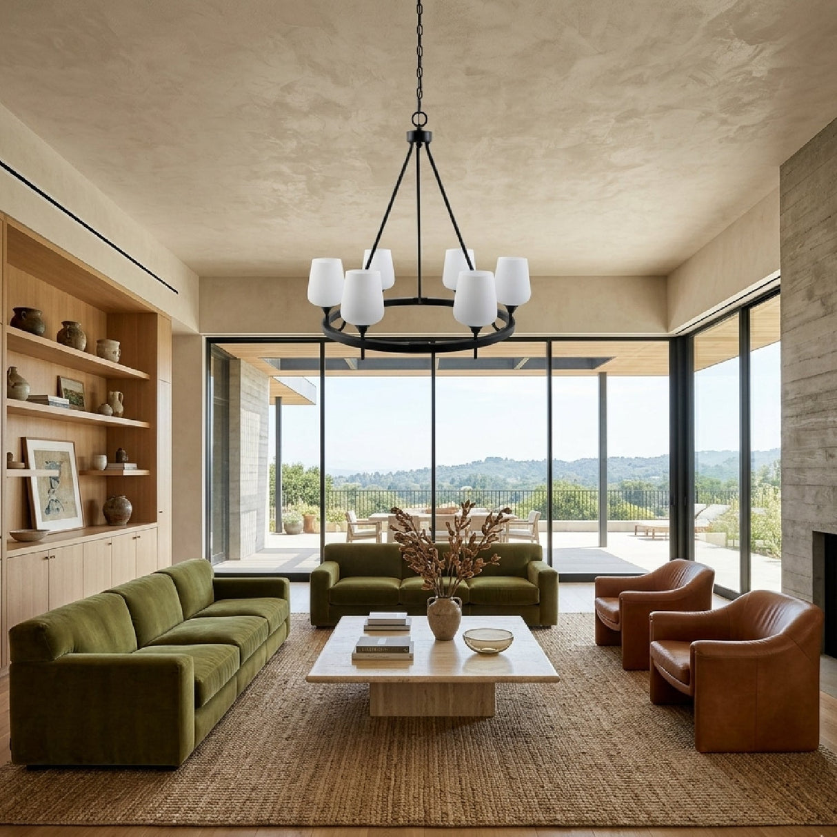 Modern European furniture - Iron Ring Glass Chandelier - www.oroa.com