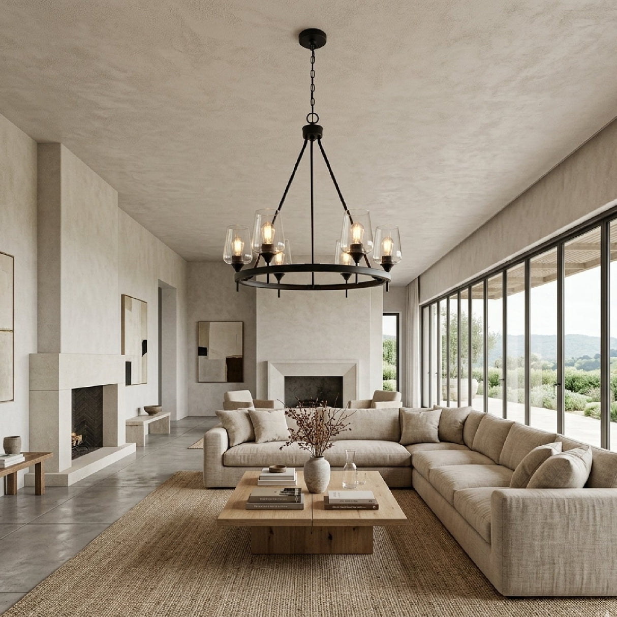 Modern European furniture - Iron Ring Glass Chandelier - www.oroa.com