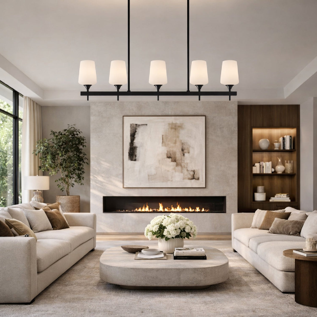 Modern European furniture - Glass 5-Light Linear Chandelier - www.oroa.com