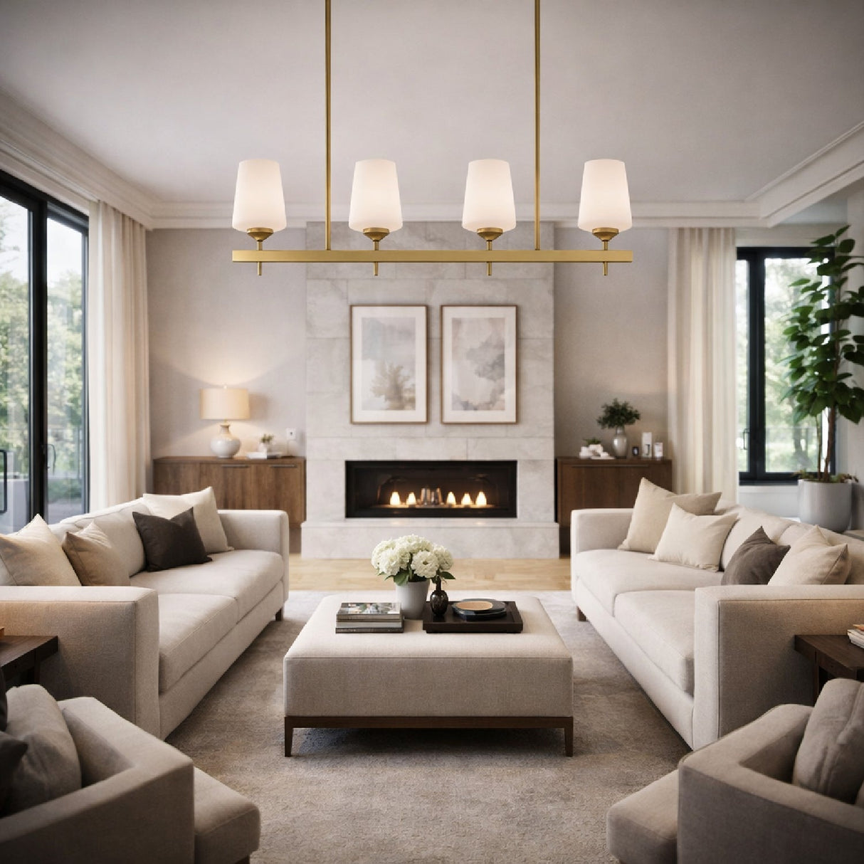 Modern European furniture - Glass 5-Light Linear Chandelier - www.oroa.com
