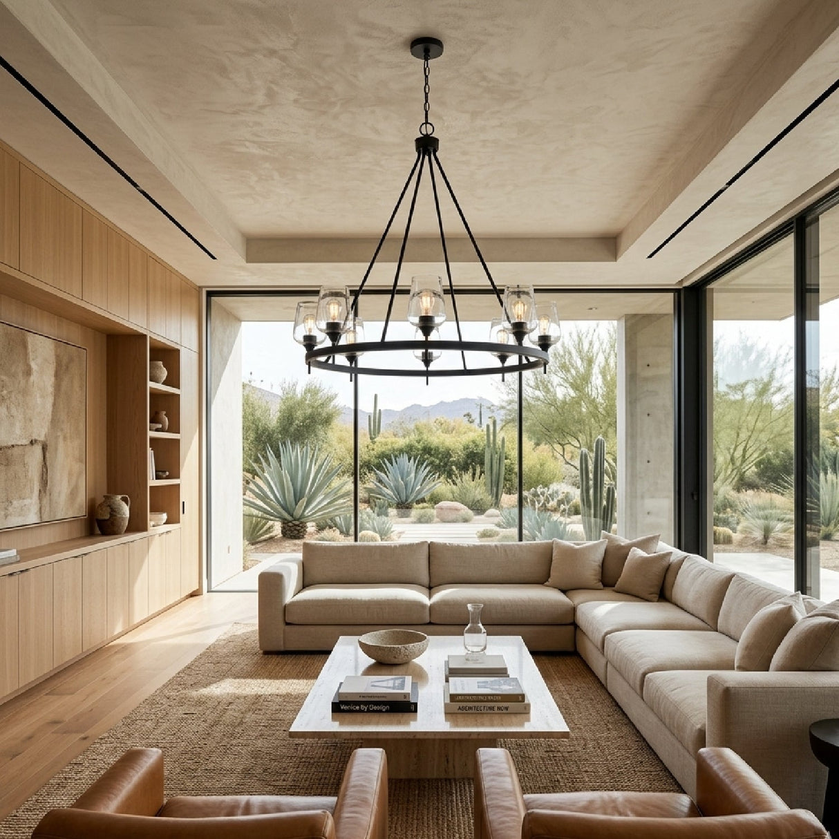 Modern European furniture - Iron Ring Glass Chandelier - www.oroa.com