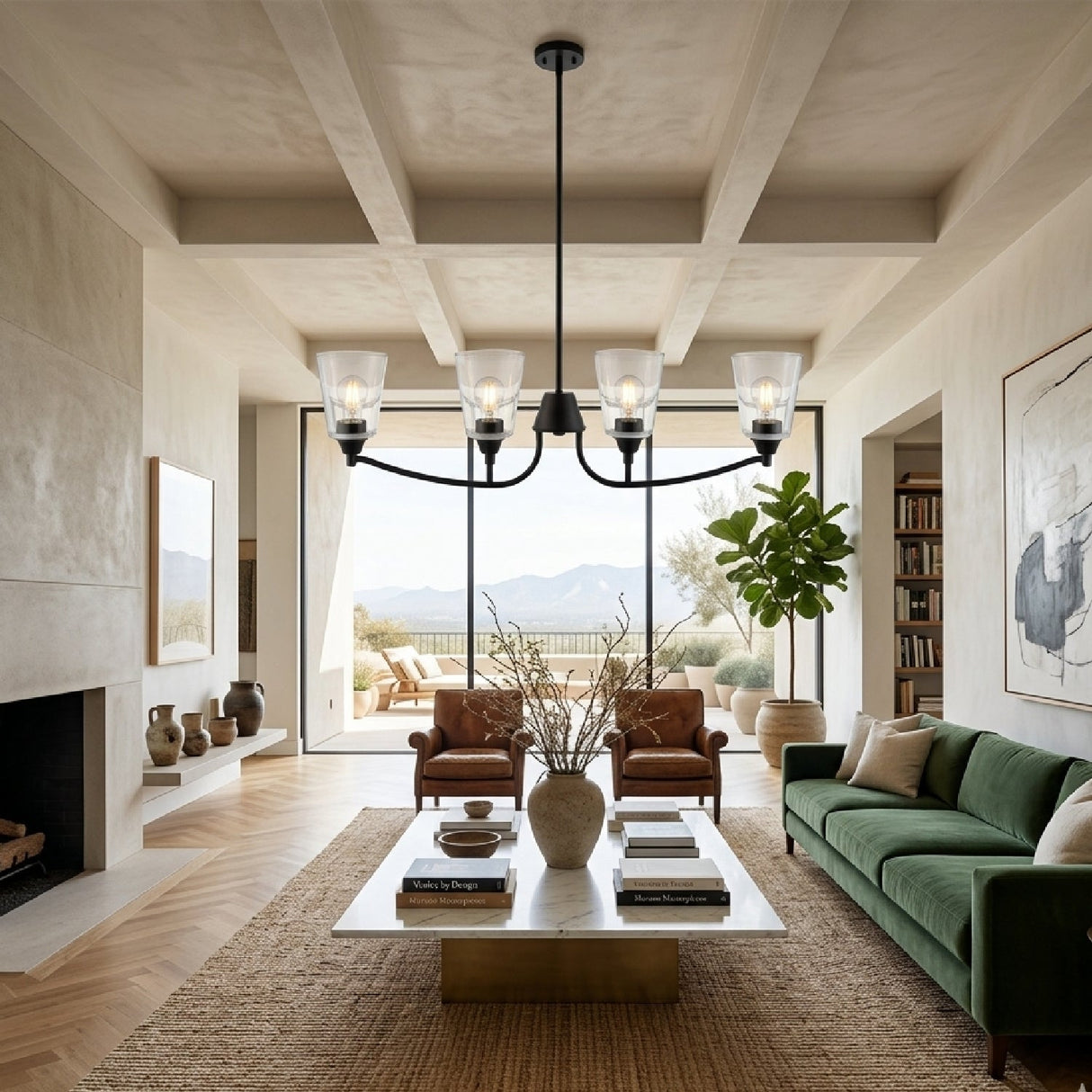 Modern European furniture - Glass Shades 4-Light Chandelier - www.oroa.com