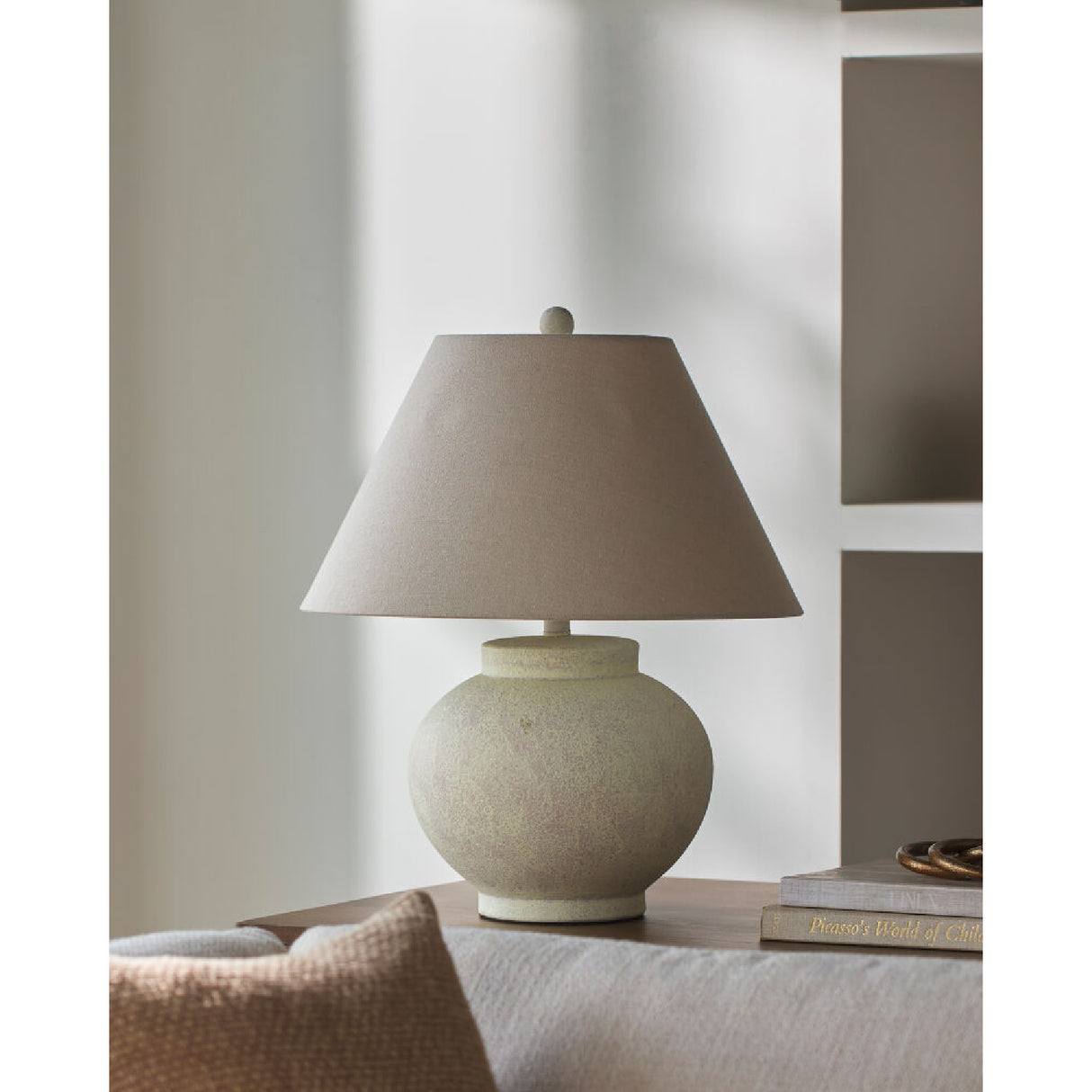 Ceramic Beige Linen Table Lamp | Oroa.com