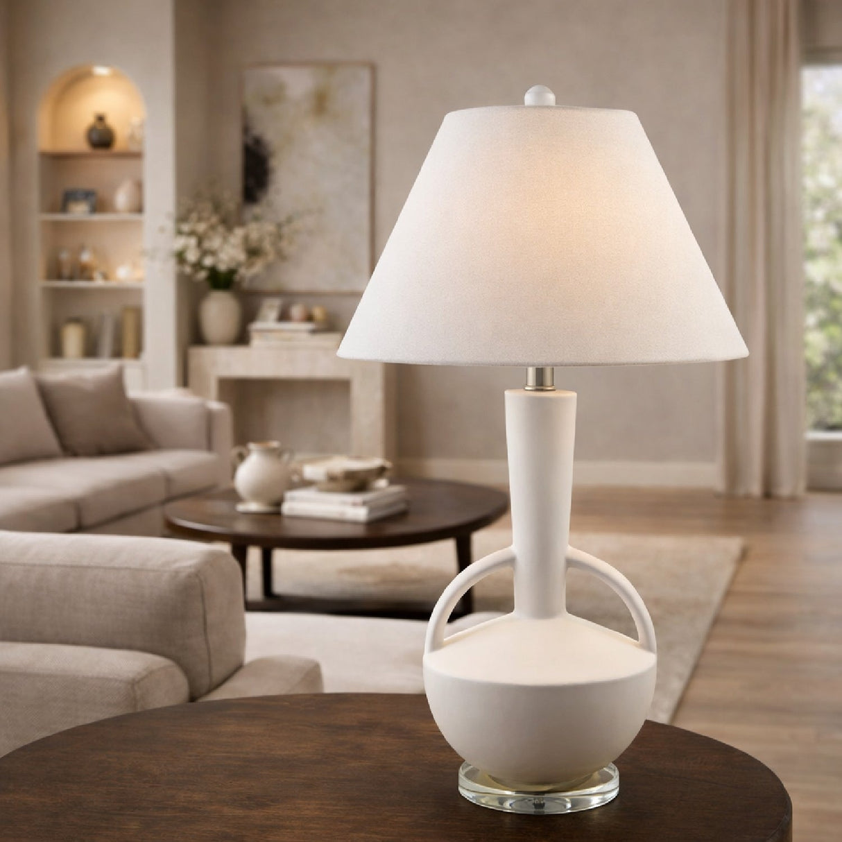 Modern European furniture - Empire Linen Ceramic Table Lamp - www.oroa.com