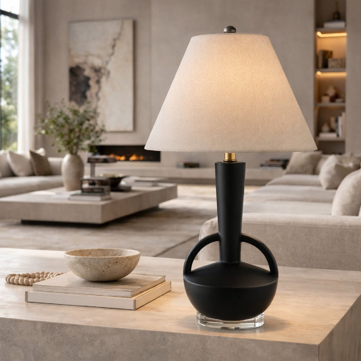 Modern European furniture - Empire Linen Ceramic Table Lamp - www.oroa.com