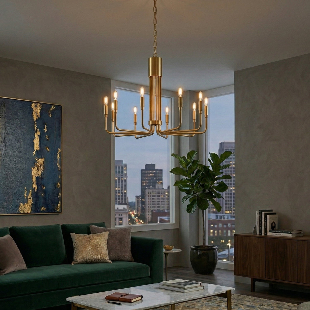 Modern European furniture - Gold 10-Light Pendant Lamp - www.oroa.com