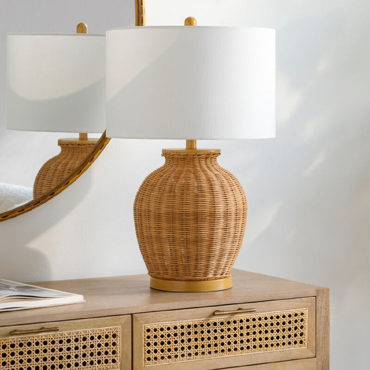 Modern European furniture - Brown Rattan Accent Table Lamp - www.oroa.com