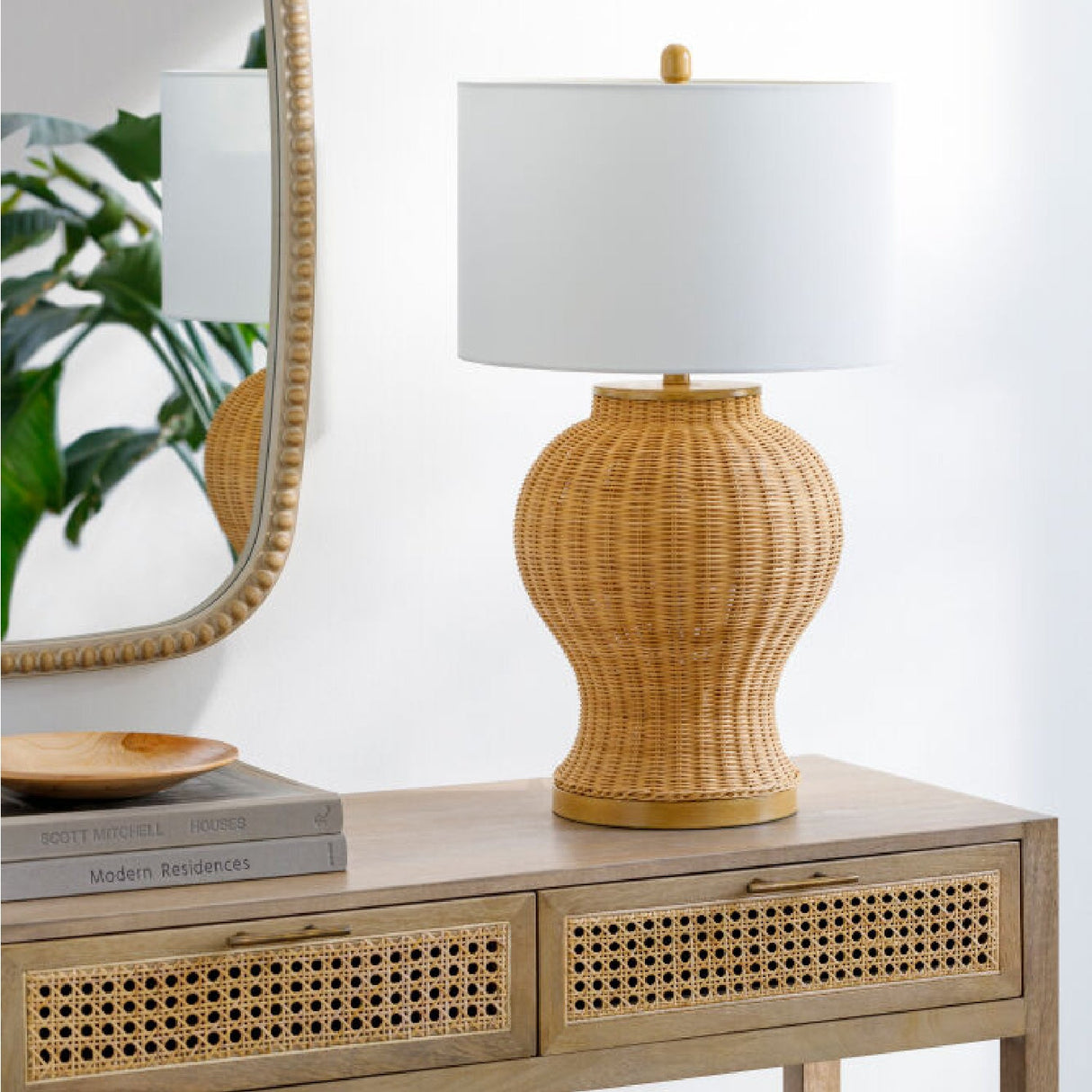 Modern European furniture - Brown Rattan Accent Table Lamp - www.oroa.com