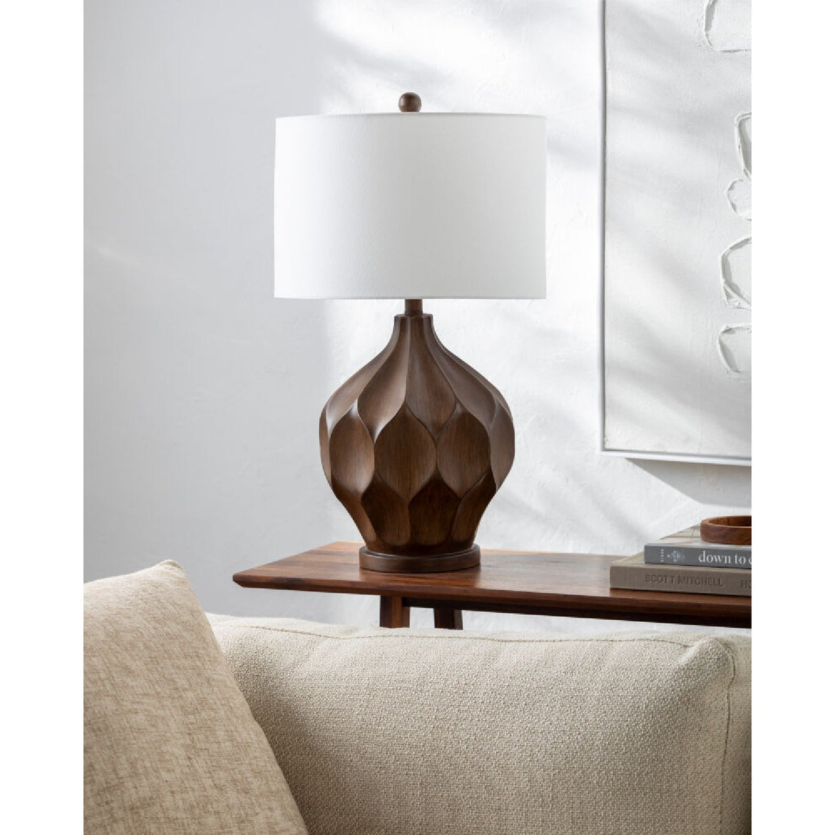 Modern European furniture - Brown Carved Accent Table Lamp - www.oroa.com