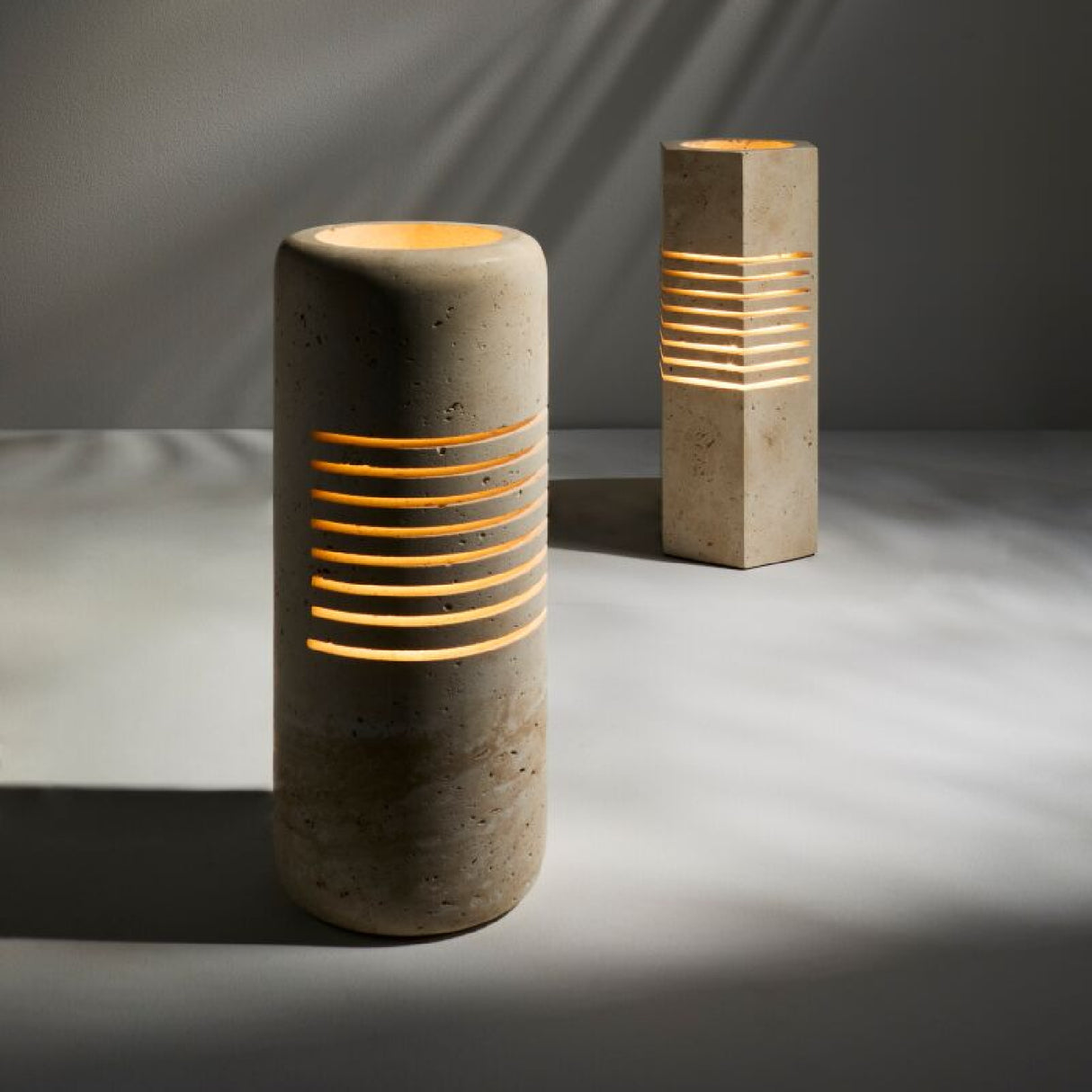 Beige Travertine Accent Table Lamp | Oroa.com