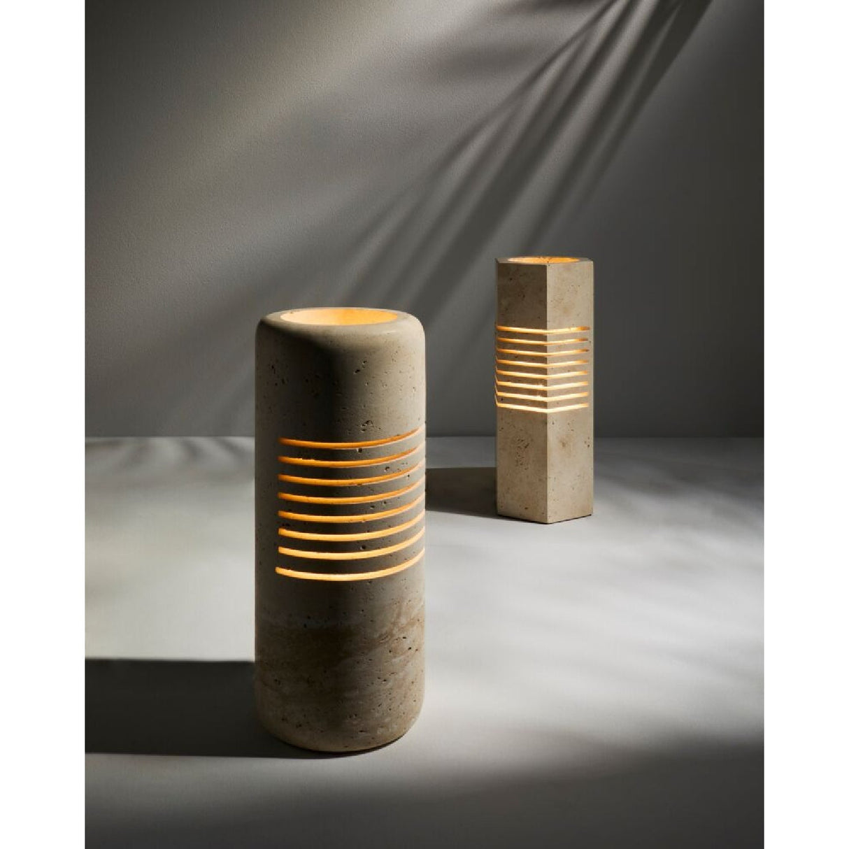 Modern European furniture - Beige Travertine Accent Table Lamp - www.oroa.com