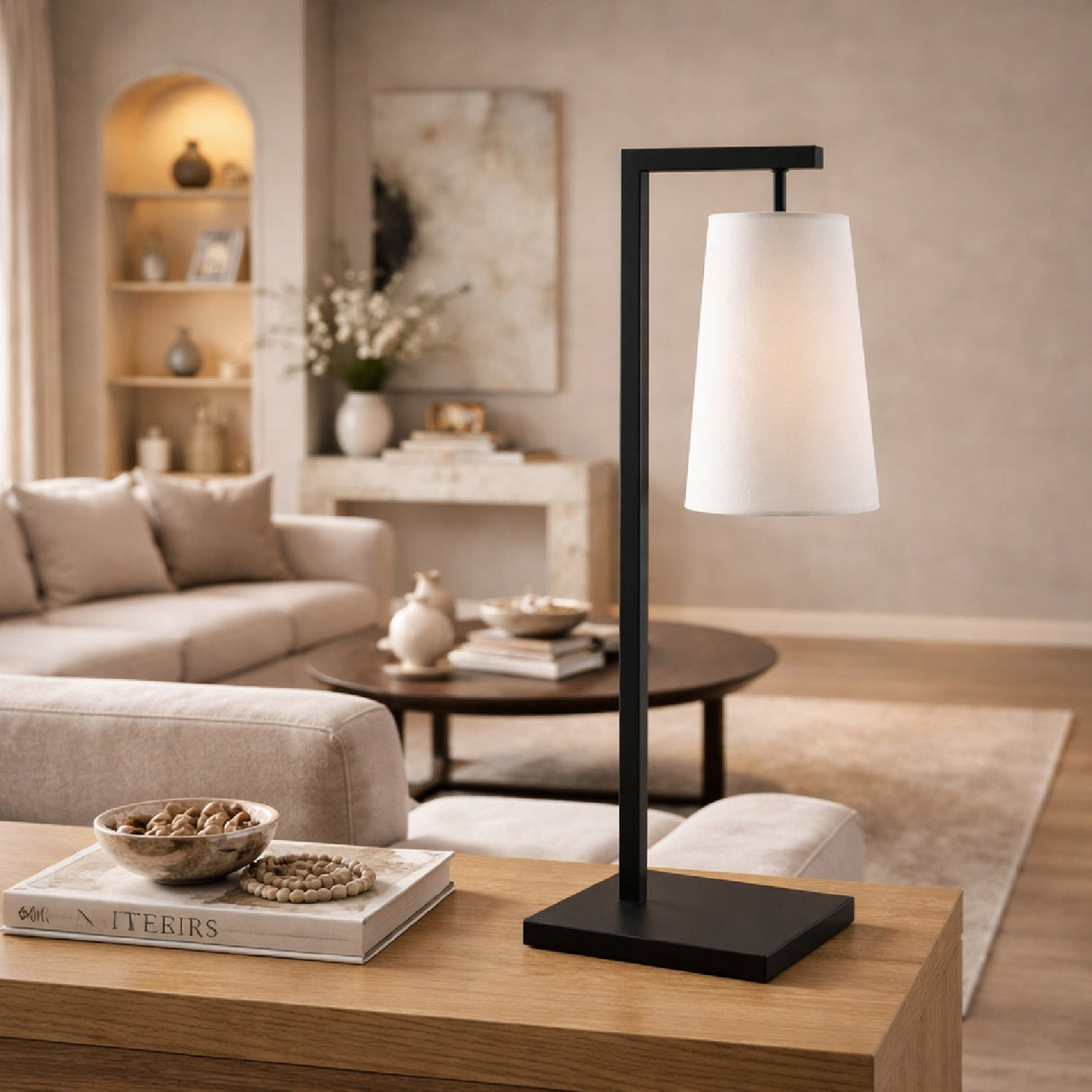 Modern European furniture - Iron Framed Linen Table Lamp - www.oroa.com
