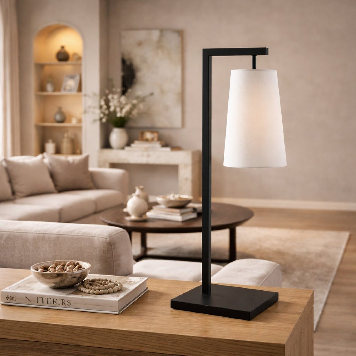 Modern European furniture - Iron Framed Linen Table Lamp - www.oroa.com