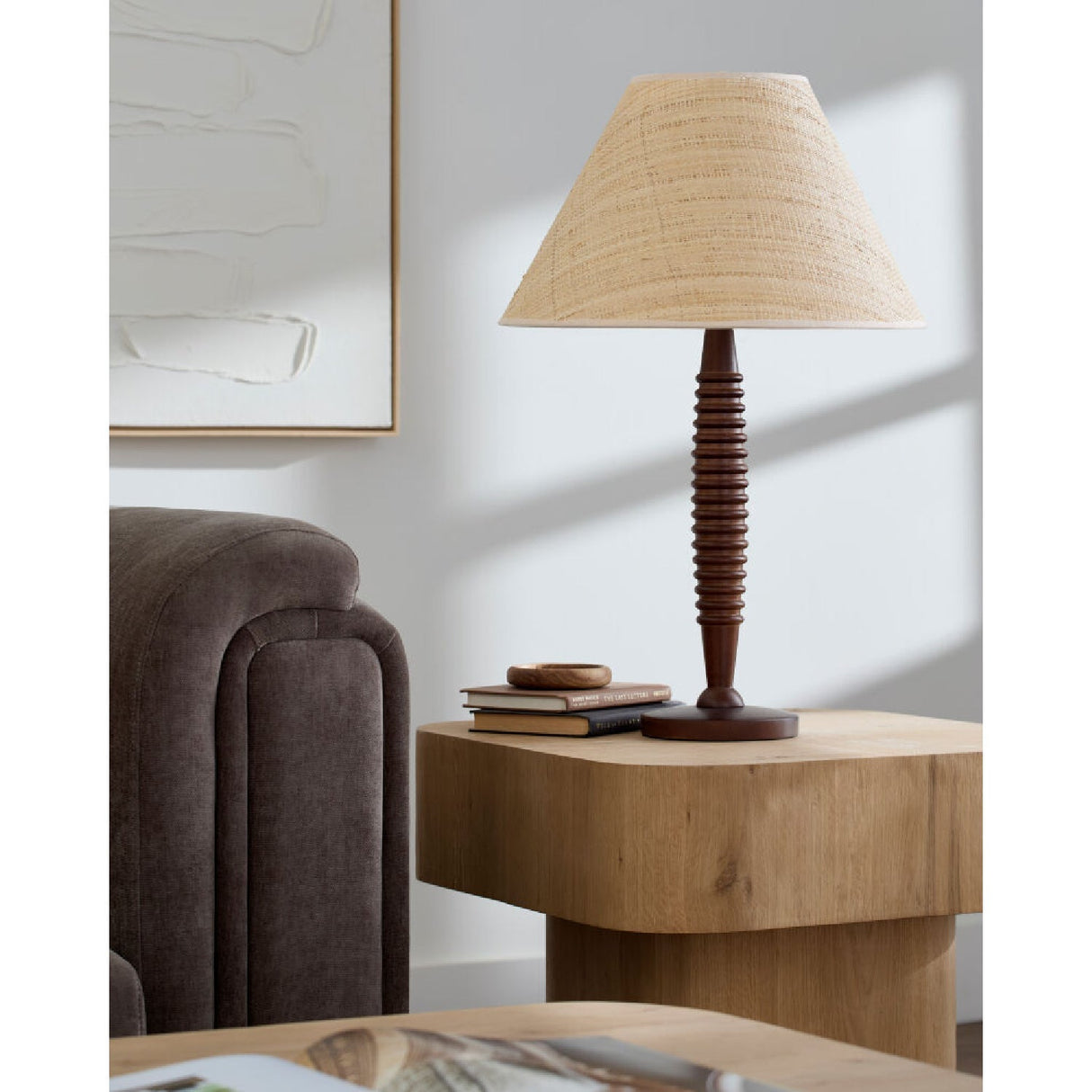 Modern European furniture - Brown Linen Accent Table Lamp - www.oroa.com