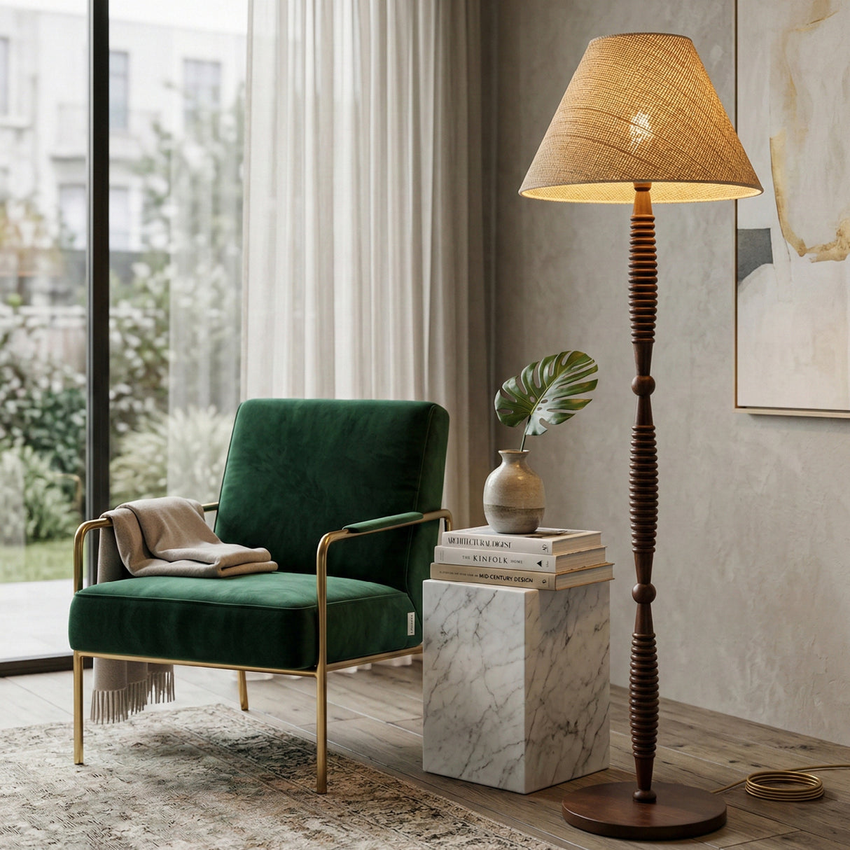 Brown Linen Accent Floor Lamp | Oroa.com