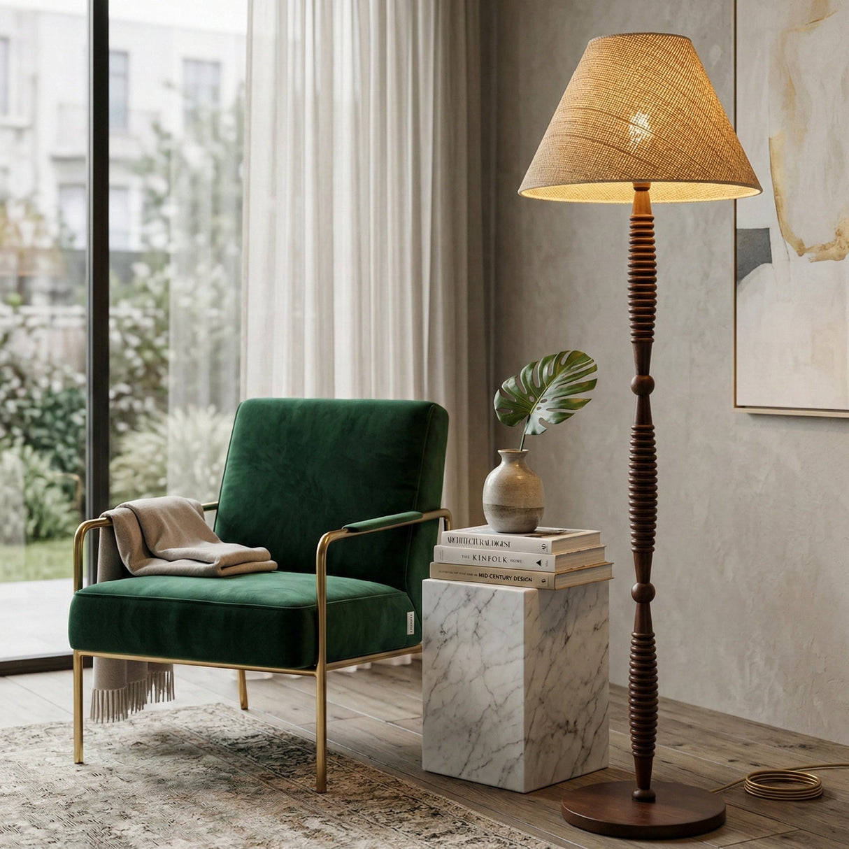 Modern European furniture - Brown Linen Accent Floor Lamp - www.oroa.com